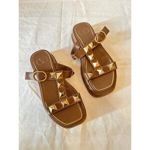 Valentino Brown and Gold Studded Sandals